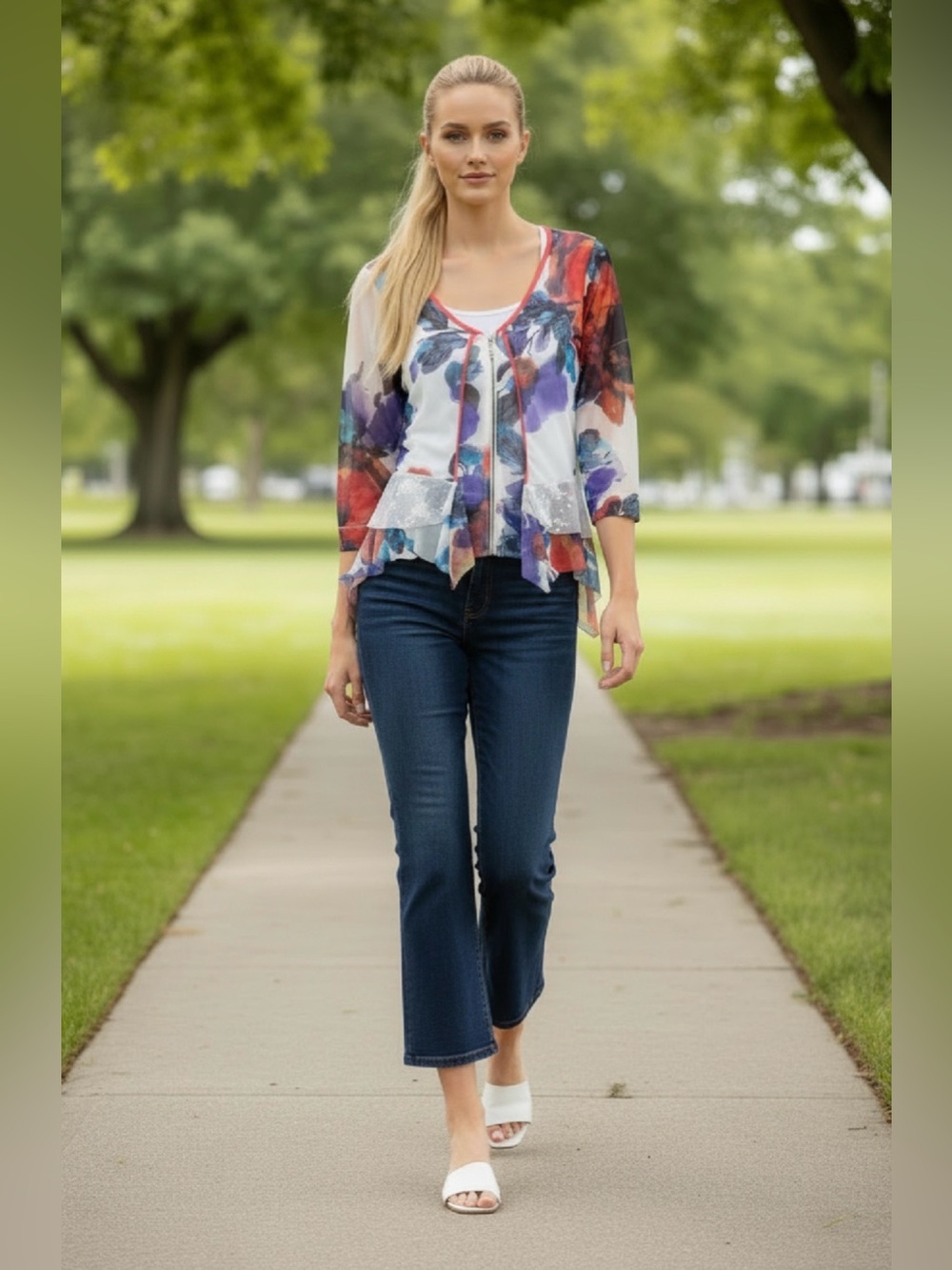 DOLCEZZA Tulle Floral Top